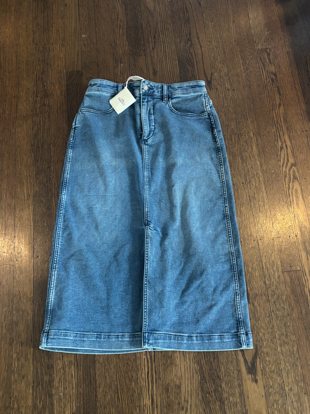 Faherty Blue Denim Midi Skirt